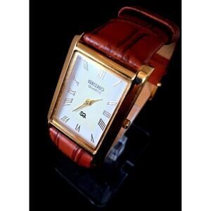 Seiko Men's Vintage Seiko Tank Leather Wrist Watch RARE